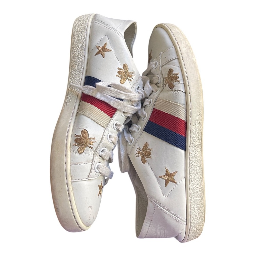 Gucci Ace Bee and‎ Star White Sneaker With Collapsable Heel Trainer 6 - Picture 8 of 11
